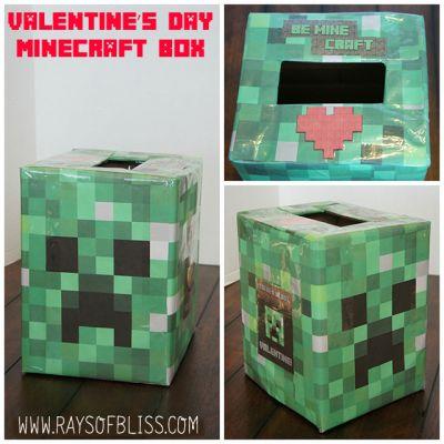 Easy Minecraft Creeper Head Caja de San Valentín y Lista de Imprimibles Gratis de San Valentín