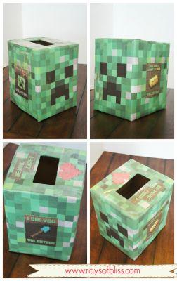 Caixa de dia dos namorados fácil do Minecraft Creeper Head e lista de imprimíveis grátis para o dia dos namorados